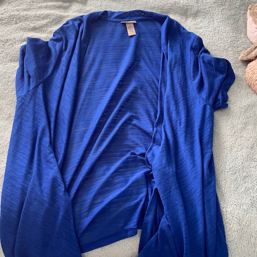 Short sleeve semi shear blue Catherine’s cardigan